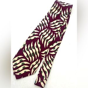 Burberrys of London Men's Burgundy Abstract Silk Necktie